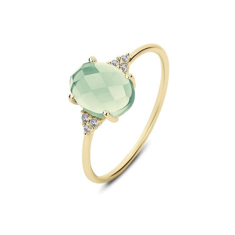 Bague en Argent 925 doré Or jaune 18k assemblée d'Améthyste verte - Maison Di Giorgio