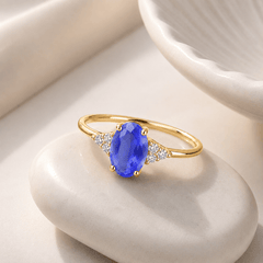 Bague en Argent 925 doré Or jaune 18k, Quartz & Oxyde de zirconium - Maison Di Giorgio
