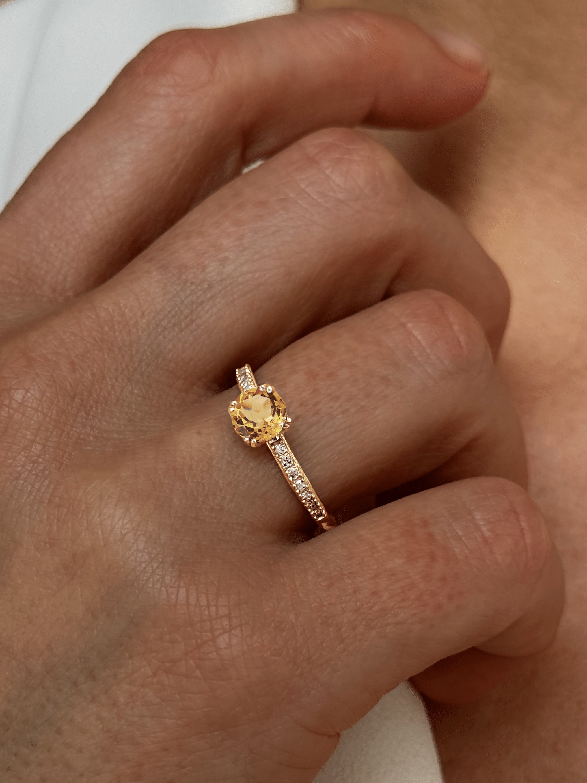 Bague en Argent 925 doré Or jaune 18k assemblée de Citrine et Oxyde de zirconium - Maison Di Giorgio