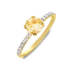 Bague en Argent 925 doré Or jaune 18k assemblée de Citrine et Oxyde de zirconium - Maison Di Giorgio