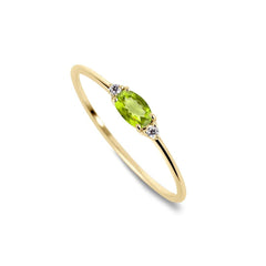 Bague en Argent 925 doré Or jaune 18k assemblée de Peridot et Oxyde de zirconium - Maison Di Giorgio