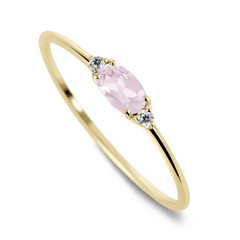 Bague en Argent 925 doré Or jaune 18k assemblée de Quartz rose et Oxyde de zirconium - Maison Di Giorgio