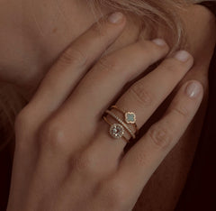 Bague en Argent 925 doré Or jaune 18k assemblée d'Améthyste verte et Oxyde de zirconium - Maison Di Giorgio