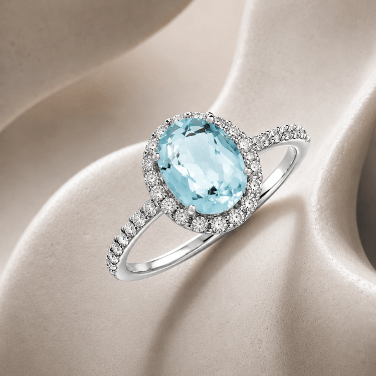 Bague - Argent 925 rhodié, Topaze et Oxyde de zirconium - Maison Di Giorgio