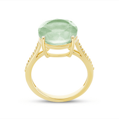 Bague en Argent 925 doré Or jaune 18k assemblée d'Améthyste verte et Oxyde de zirconium - Maison Di Giorgio