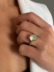 Bague en Argent 925 doré Or jaune 18k assemblée d'Améthyste verte et Oxyde de zirconium - Maison Di Giorgio