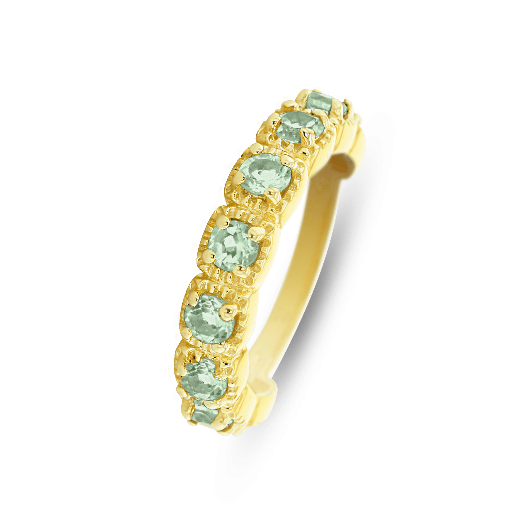 Bague en Argent 925 doré Or jaune 18k assemblée d'Améthyste verte - Maison Di Giorgio