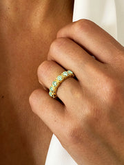 Bague en Argent 925 doré Or jaune 18k assemblée d'Améthyste verte - Maison Di Giorgio