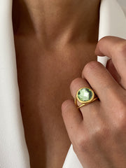 Bague en Argent 925 doré Or jaune 18k assemblée d'Améthyste verte - Maison Di Giorgio