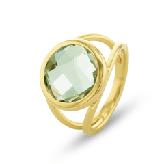 Bague en Argent 925 doré Or jaune 18k assemblée d'Améthyste verte - Maison Di Giorgio