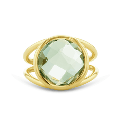 Bague en Argent 925 doré Or jaune 18k assemblée d'Améthyste verte - Maison Di Giorgio