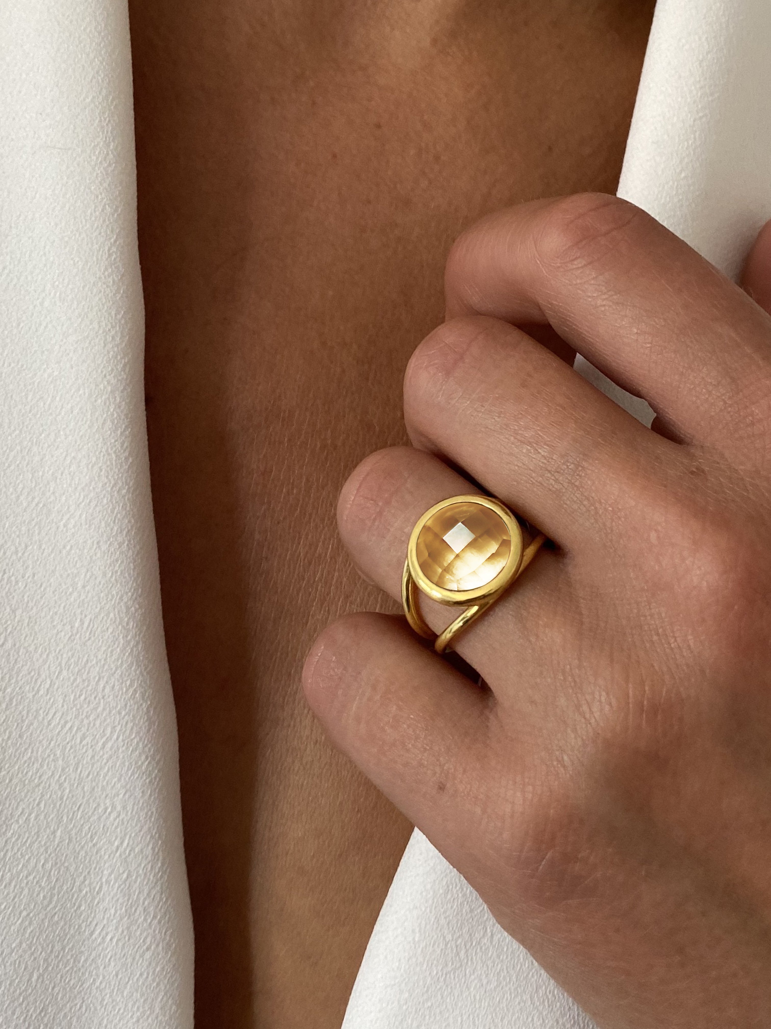 Bague en Argent 925 doré Or jaune 18k assemblée de Citrine - Maison Di Giorgio
