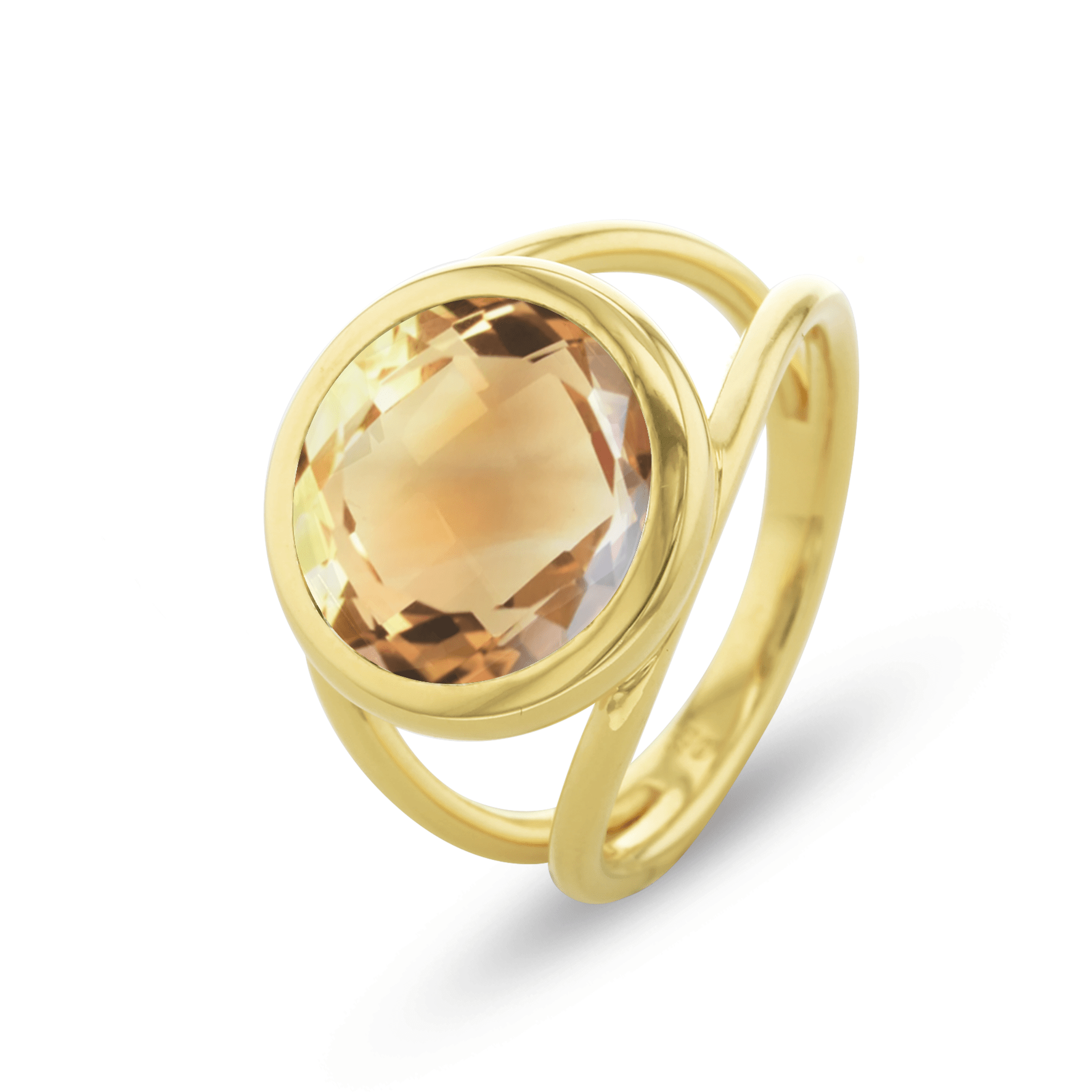 Bague en Argent 925 doré Or jaune 18k assemblée de Citrine - Maison Di Giorgio