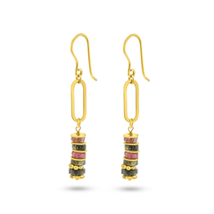 Boucles d'oreilles dorées Or jaune 18k assemblées de Tourmaline - Maison Di Giorgio