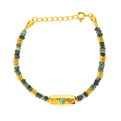 Bracelet perle doré Or jaune 18k, Émeraude, Turquoise lagon - Maison Di Giorgio