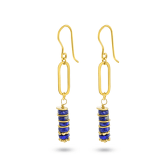Boucles d'oreilles dorées Or jaune 18k assemblées de Lapis - lazuli - Maison Di Giorgio