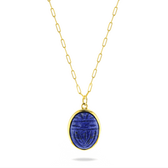 Collier doré Or jaune 18k assemblé de lapis - lazuli - Maison Di Giorgio