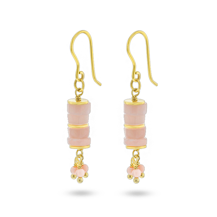 Boucles d'oreilles dorées Or jaune 18k assemblées d'Opale rose - Maison Di Giorgio
