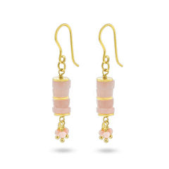 Boucles d'oreilles dorées Or jaune 18k assemblées d'Opale rose - Maison Di Giorgio