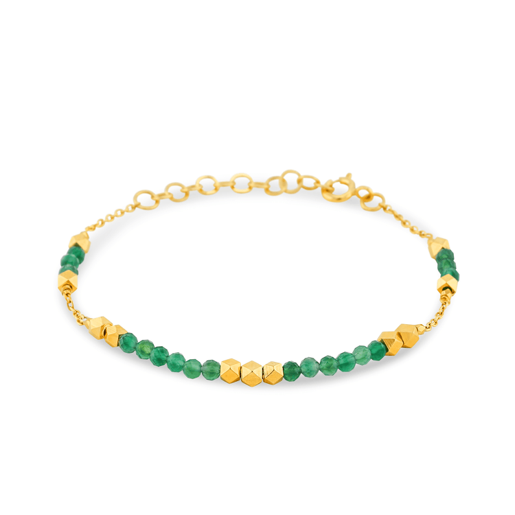 Bracelet doré Or jaune 19k assemblé d'Onyx vert - Maison Di Giorgio