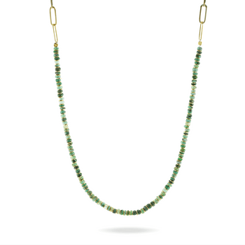 Collier perles doré Or jaune 18k assemblé d'émeraude - Maison Di Giorgio