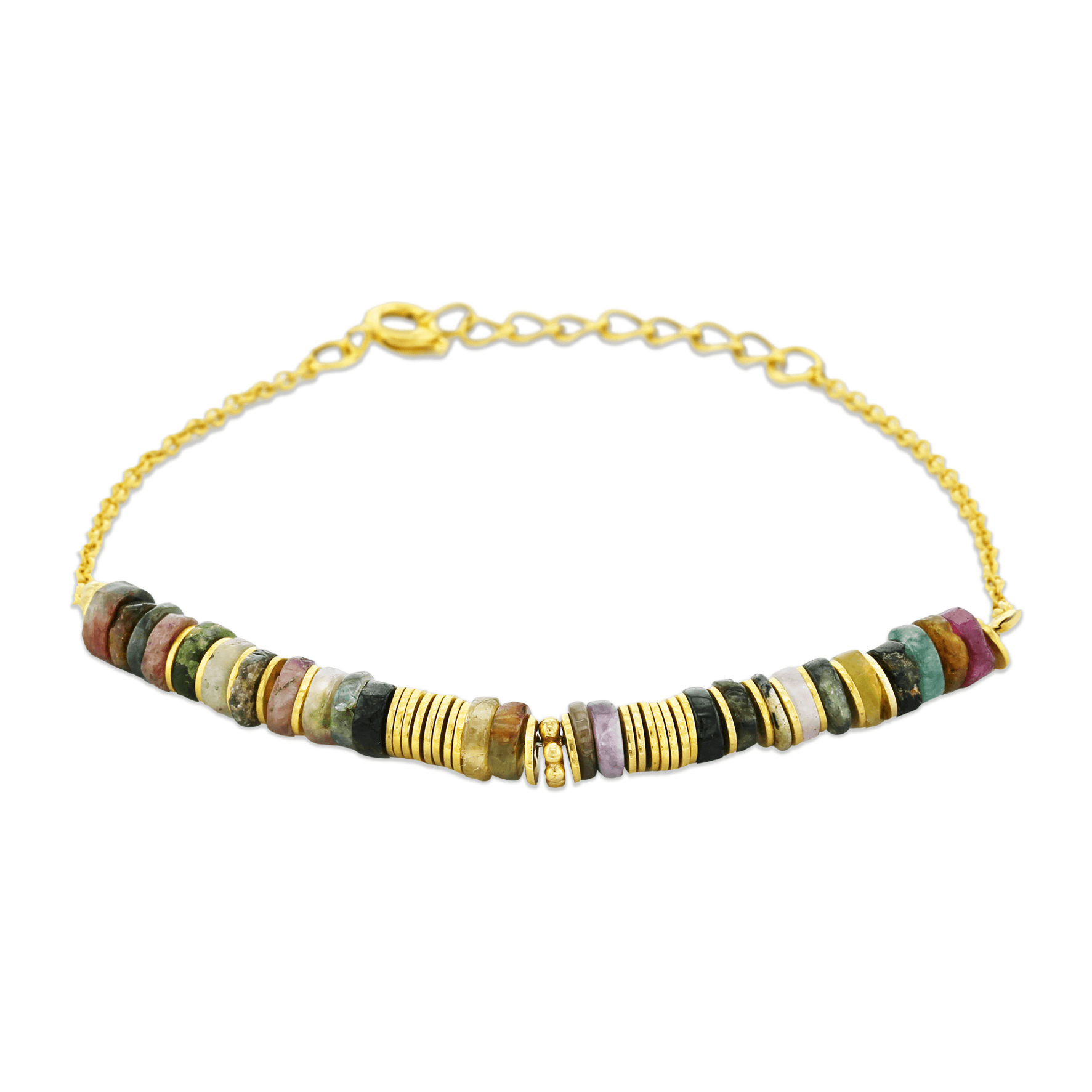 Bracelet perles doré Or jaune 18k assemblé de Tourmaline - Maison Di Giorgio