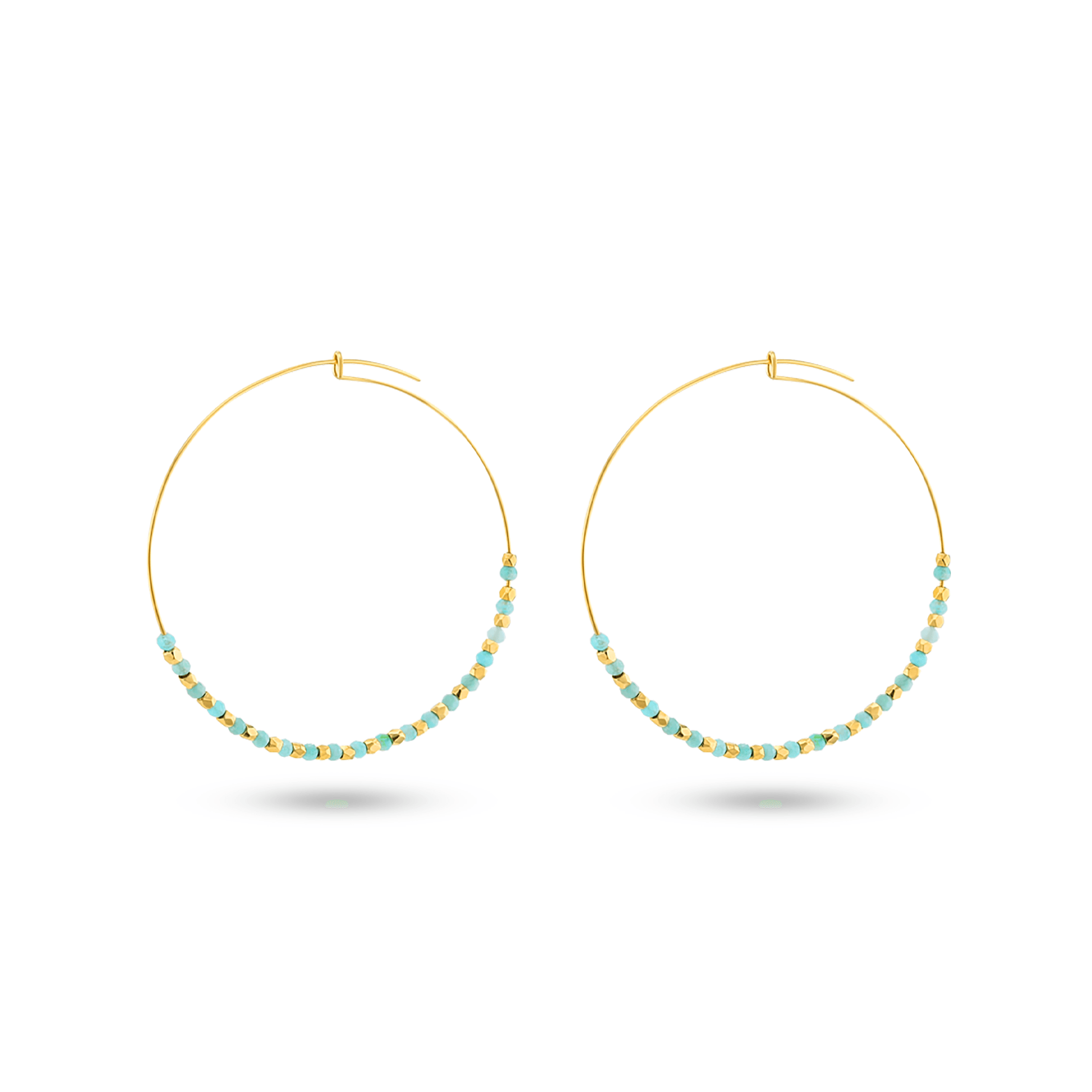 Boucles d'oreilles dorées Or jaune 18k assemblées d'Amazonite - Maison Di Giorgio