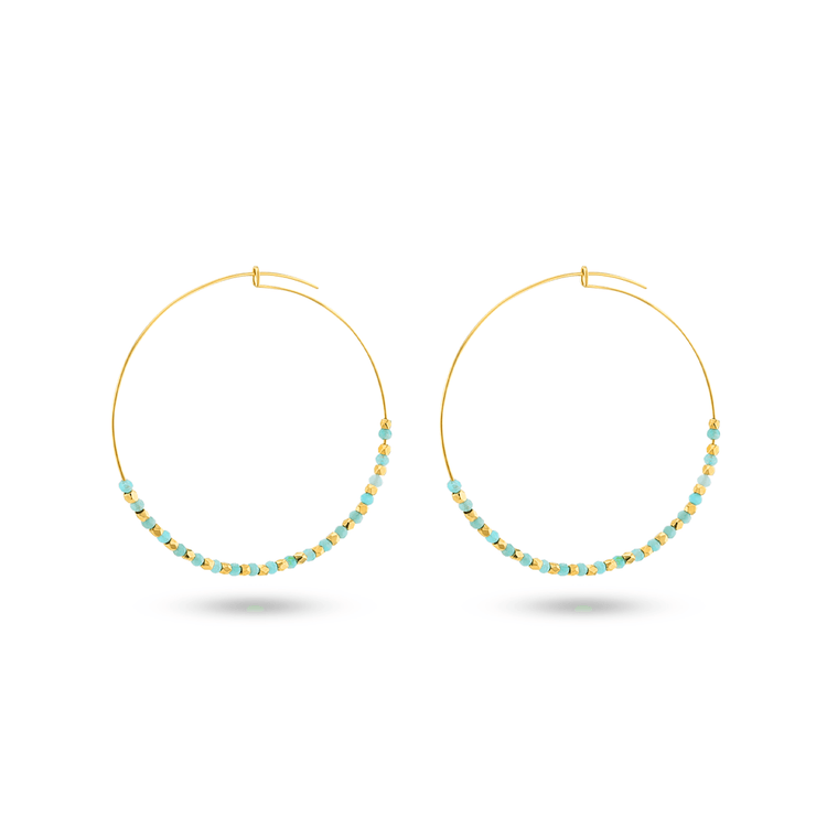 Boucles d'oreilles dorées Or jaune 18k assemblées d'Amazonite - Maison Di Giorgio