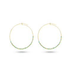 Boucles d'oreilles dorées Or jaune 18k assemblées d'Amazonite - Maison Di Giorgio