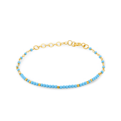 Bracelet perles doré Or jaune 18k assemblé de turquoise - Maison Di Giorgio