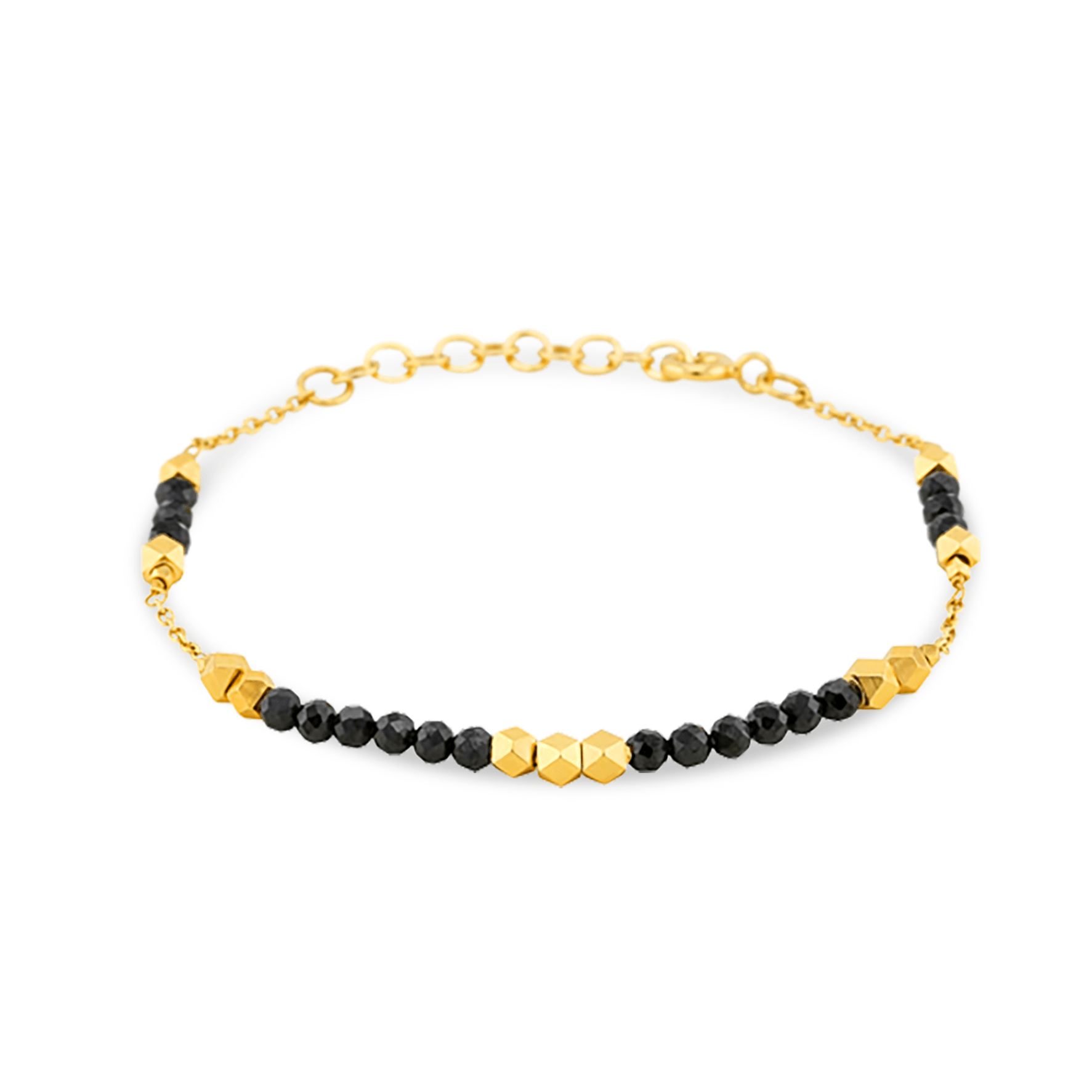 Bracelet perles doré Or jaune 18k assemblé d'onyx noir - Maison Di Giorgio