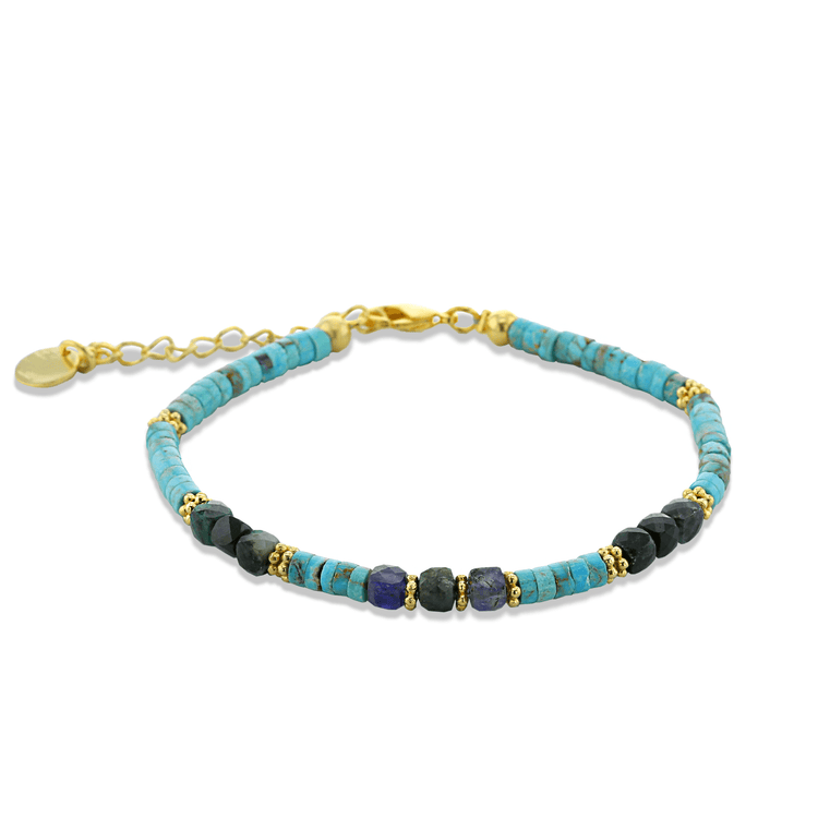 Bracelet doré Or jaune 18k, Turquoise, Spinelle noire - Maison Di Giorgio