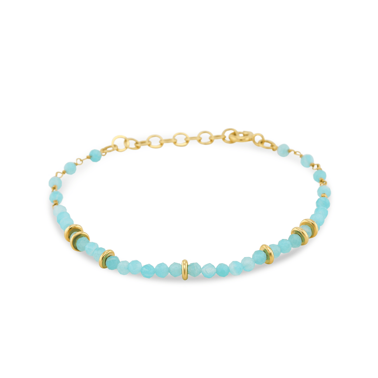 Bracelet doré Or jaune 18k assemblé d'Amazonite - Maison Di Giorgio