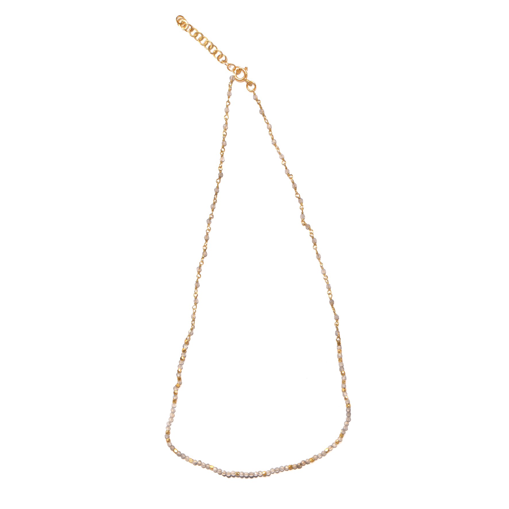 Collier perles doré Or jaune 18k assemblé de labradorite - Maison Di Giorgio