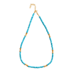 Collier perles doré Or jaune 18k assemblé de turquoise - Maison Di Giorgio