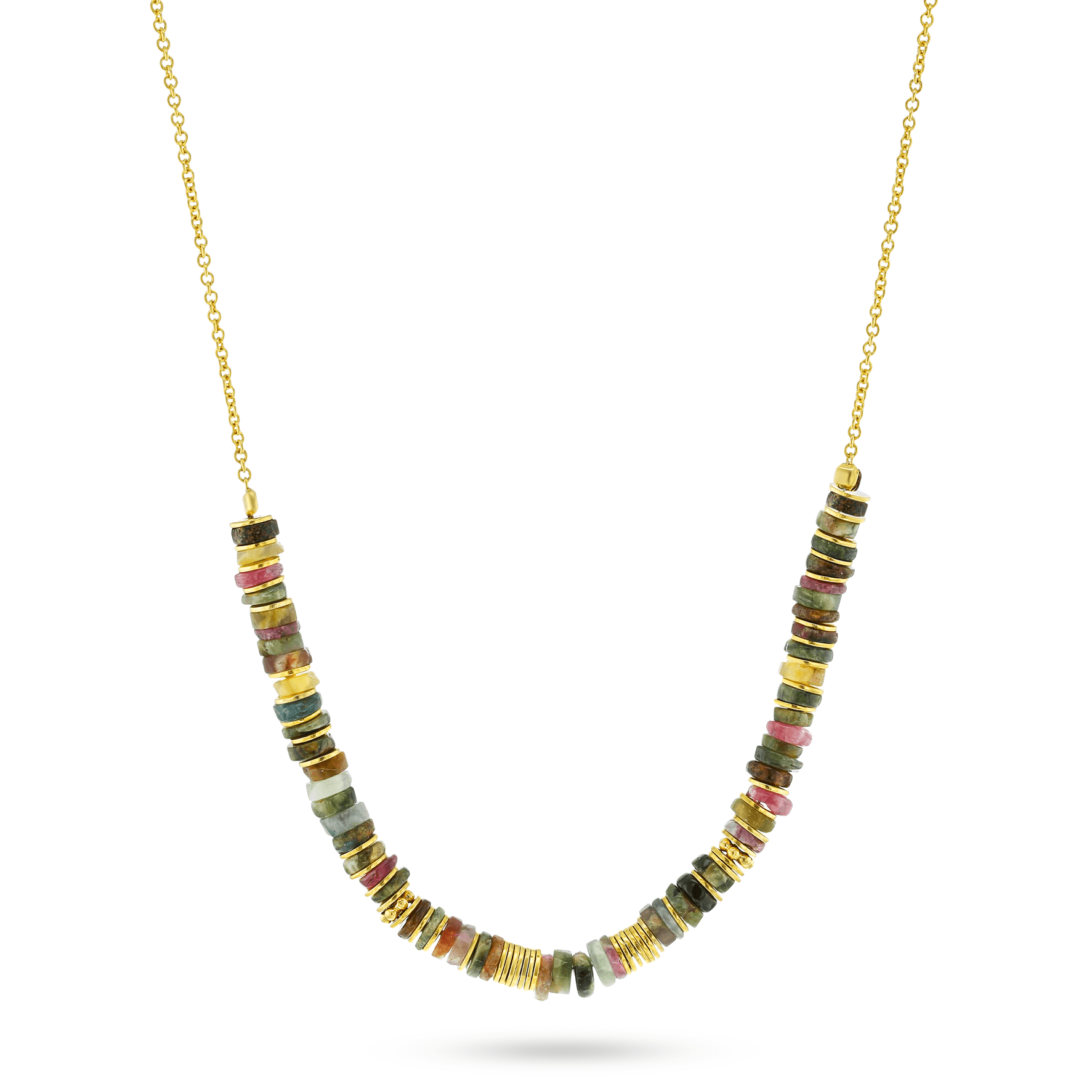 Collier perles doré Or jaune 18k assemblé de tourmaline - Maison Di Giorgio