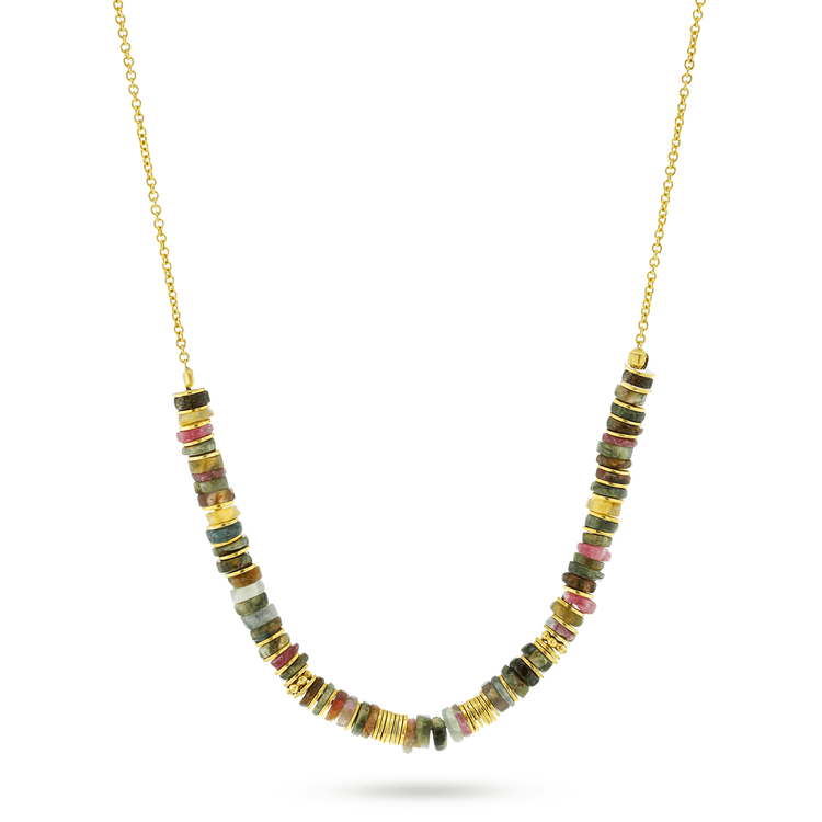 Collier perles doré Or jaune 18k assemblé de tourmaline - Maison Di Giorgio