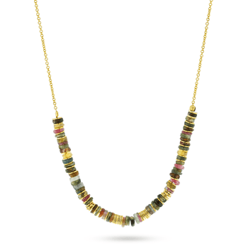 Collier perles doré Or jaune 18k assemblé de tourmaline - Maison Di Giorgio