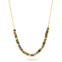 Collier perles doré Or jaune 18k assemblé de tourmaline - Maison Di Giorgio