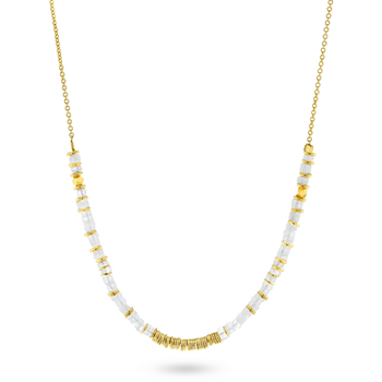 Collier perles doré Or jaune 18k assemblé de pierre de lune - Maison Di Giorgio