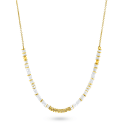 Collier perles doré Or jaune 18k assemblé de pierre de lune - Maison Di Giorgio