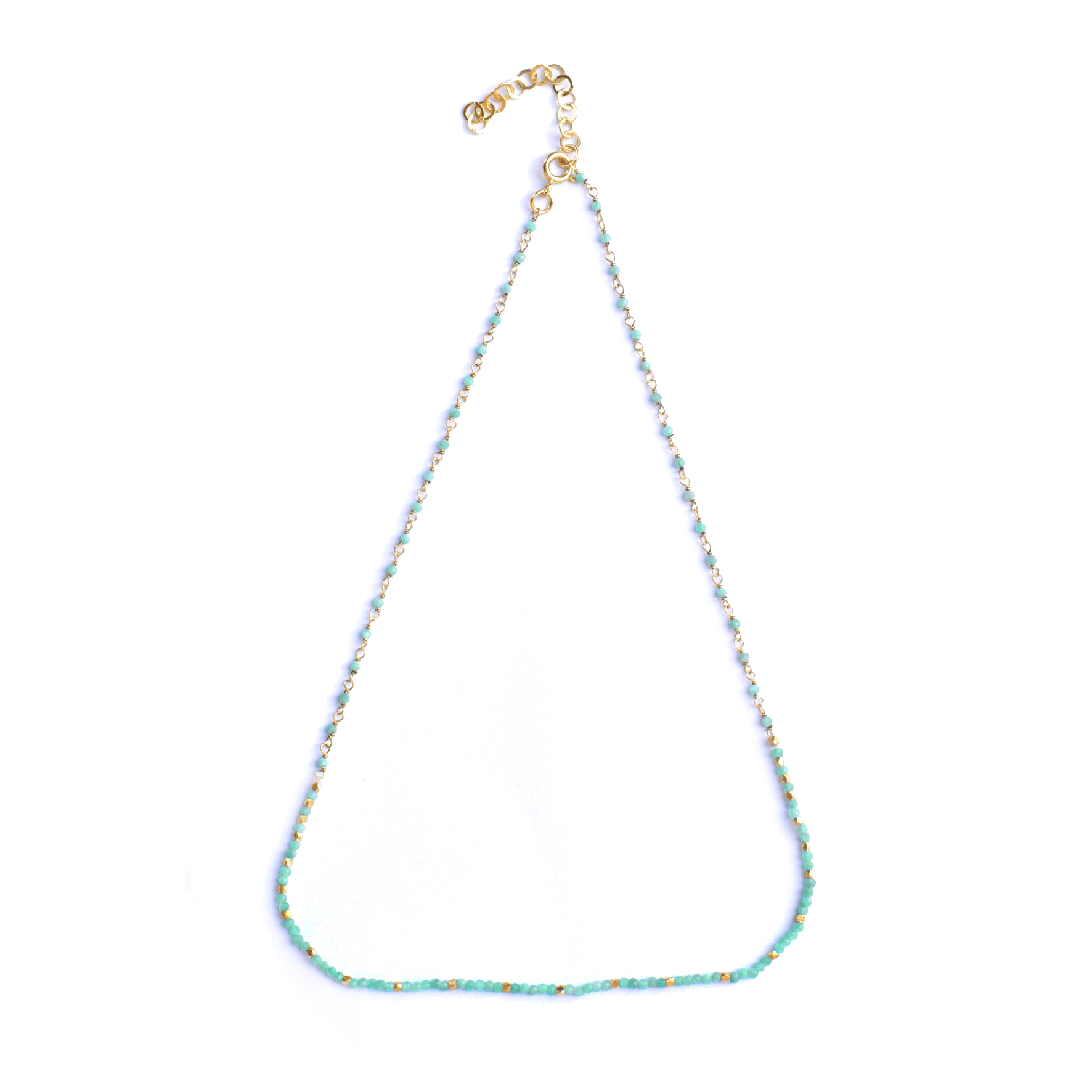 Collier perles doré Or jaune 18k assemblé d'émeraude - Maison Di Giorgio