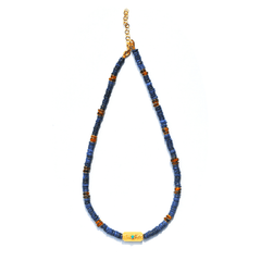 Collier perles doré Or jaune 18k, Lapis-lazuli, Oeil de tigre, Turquoise - Maison Di Giorgio