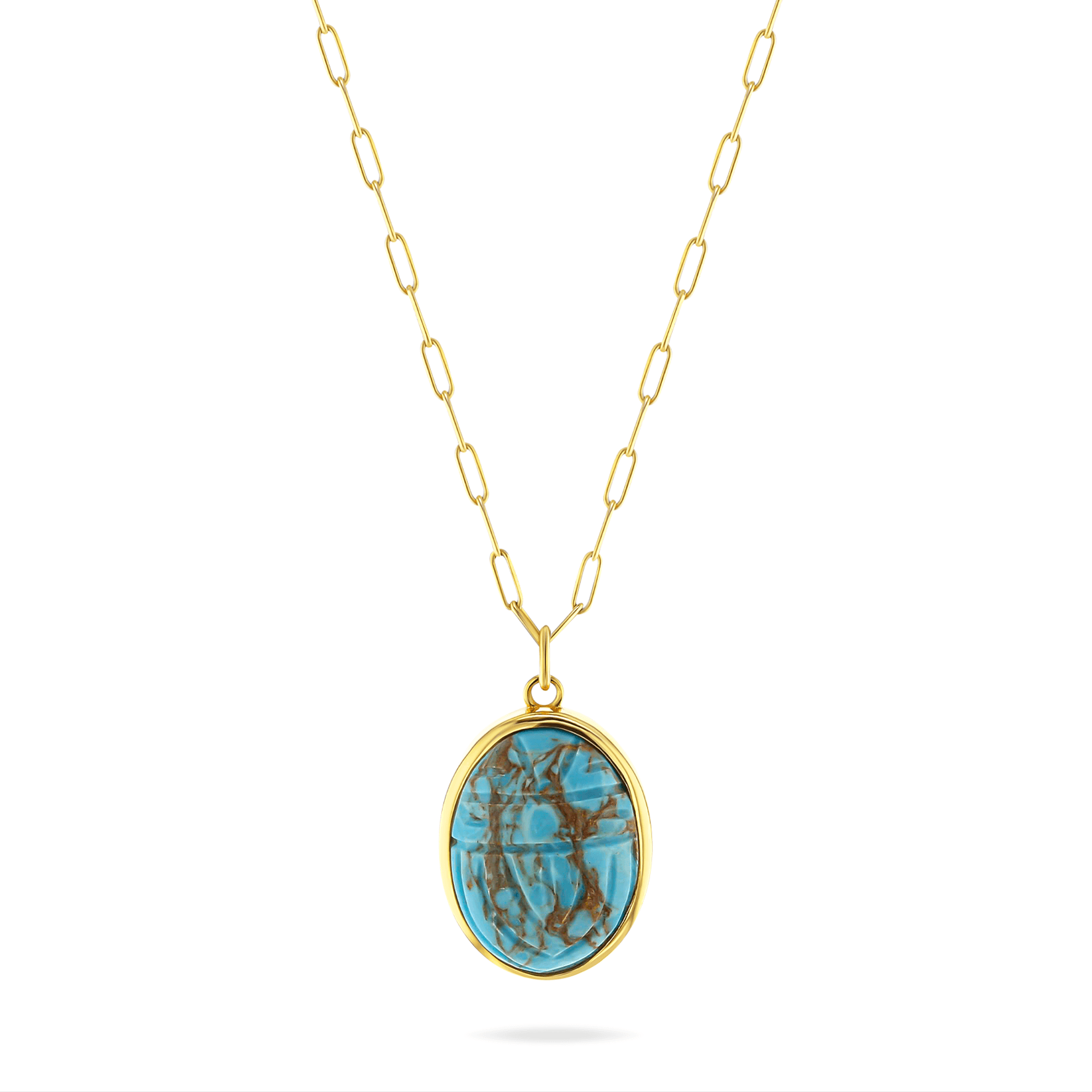 Collier doré Or jaune 18k assemblé de turquoise - Maison Di Giorgio
