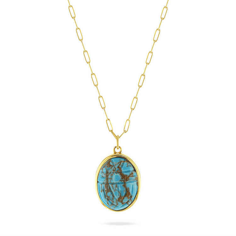 Collier doré Or jaune 18k assemblé de turquoise - Maison Di Giorgio