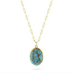 Collier doré Or jaune 18k assemblé de turquoise - Maison Di Giorgio