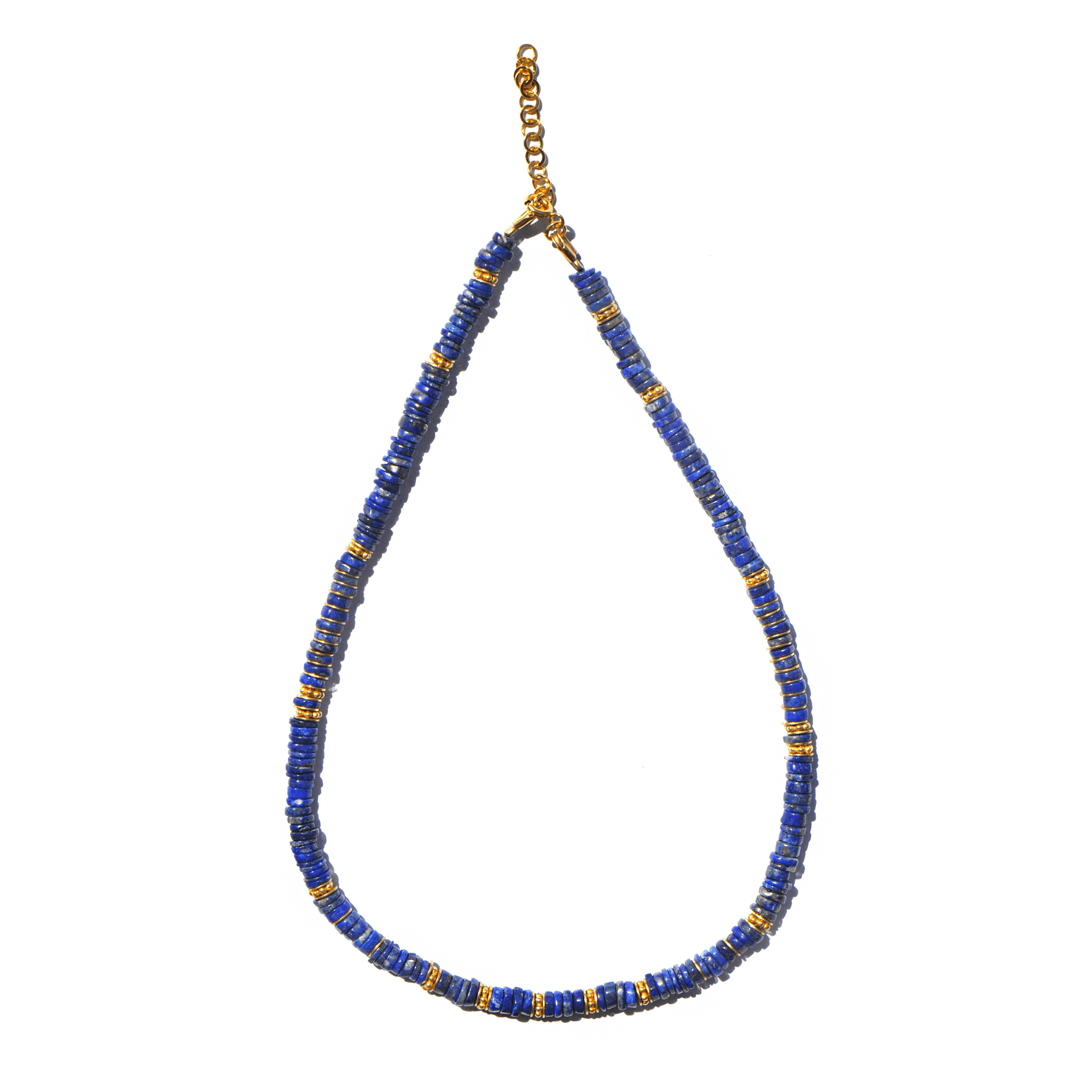 Collier perles doré Or jaune 18k assemblé de lapis - lazuli - Maison Di Giorgio