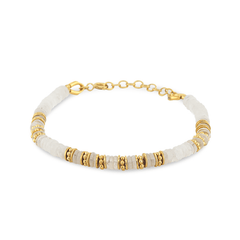 Bracelet perles doré Or jaune 18k assemblé de Pierre de lune - Maison Di Giorgio