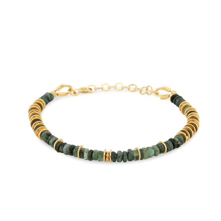 Bracelet perles doré Or jaune 18k assemblé de Pierre de lune - Maison Di Giorgio