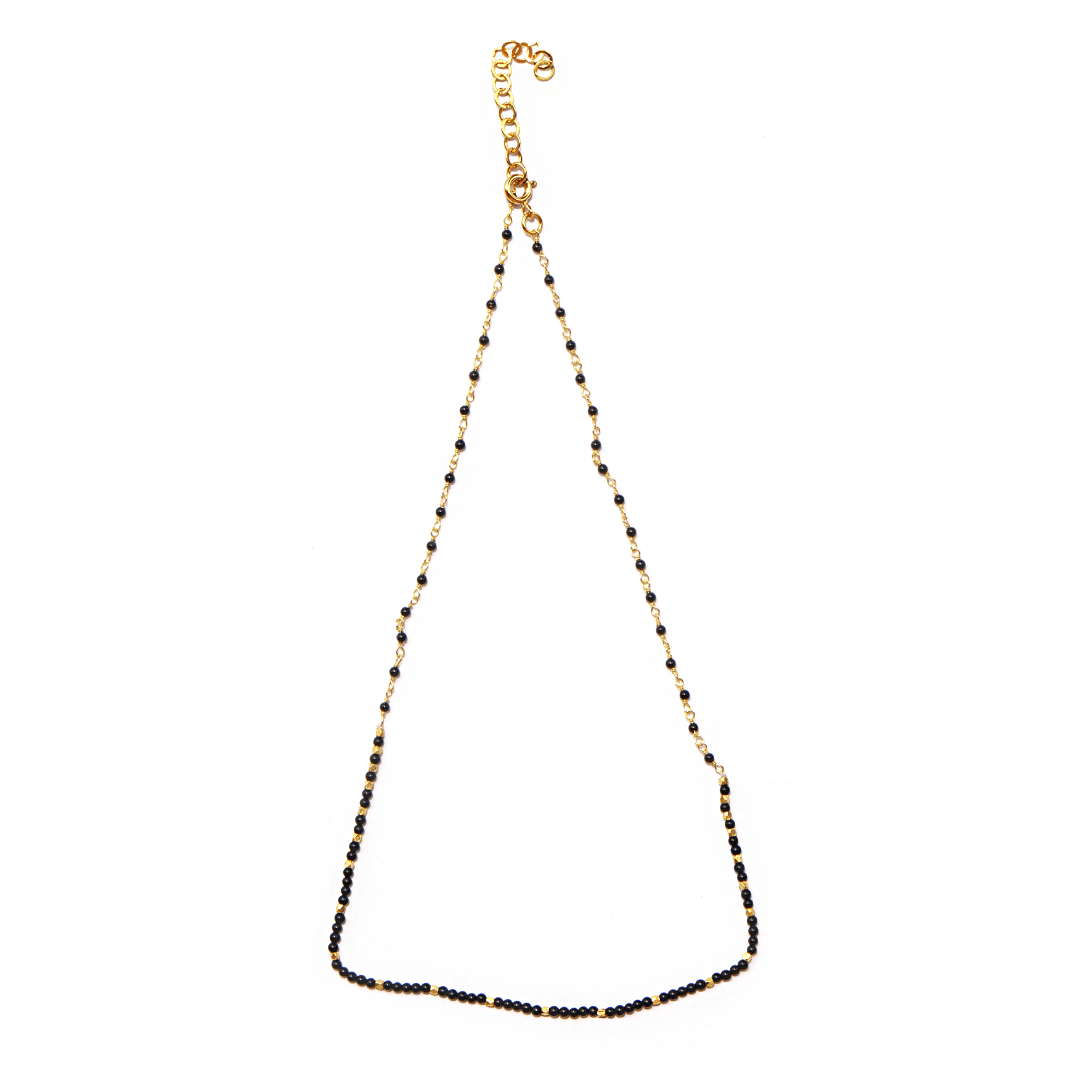 Collier perles doré Or jaune 18k assemblé d'onyx noir - Maison Di Giorgio